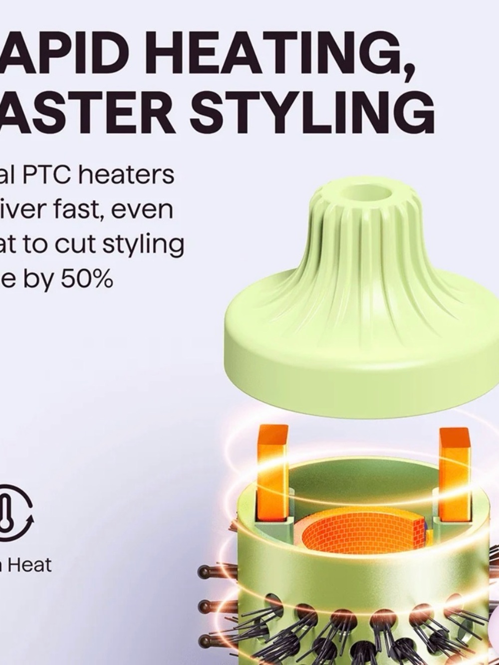 Wavytalk 1.5” Lime Green Hot Air Styling Brush with Ionic Technology - Picture 3 of 8